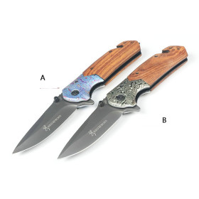 Browning X83 Fast Opening 3d Design Olive Wood Folding Knife with Glass Breaker UD407711